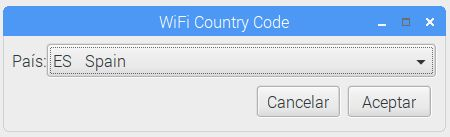 Opciones de configuración pais wifi raspbian