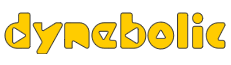 Logotipo Dynebolic, diseñado con unas letras amarillas personales.